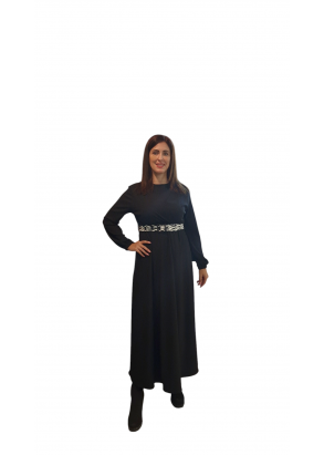 Μακρύ μαύρο φόρεμα κρουαζε 