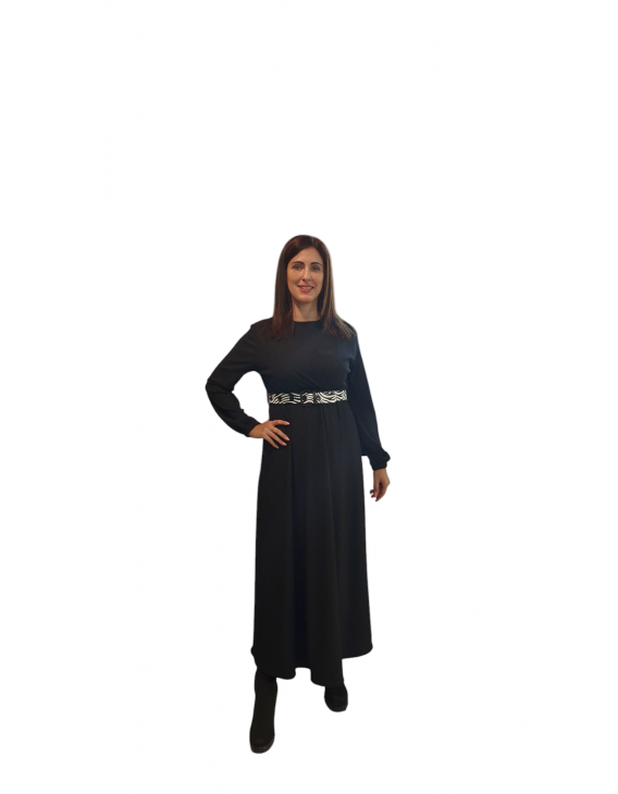 Μακρύ μαύρο φόρεμα κρουαζε 