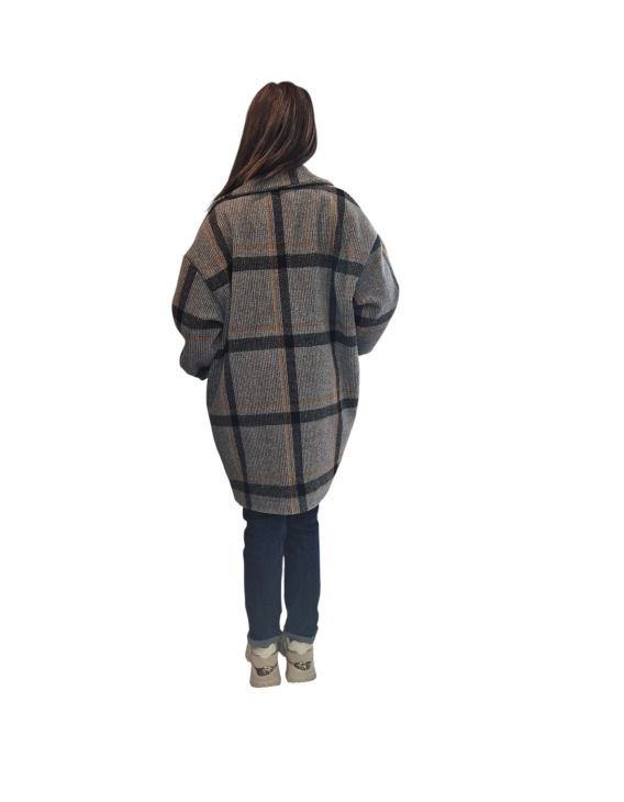 Παλτό καρώ γκρι 