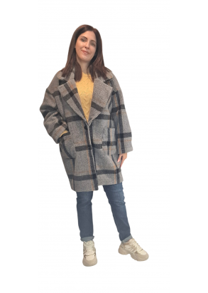 Παλτό καρώ γκρι 